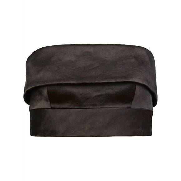 NEW FLEUR DU MAL cropped strapless silk top in black - Picture 2 of 3